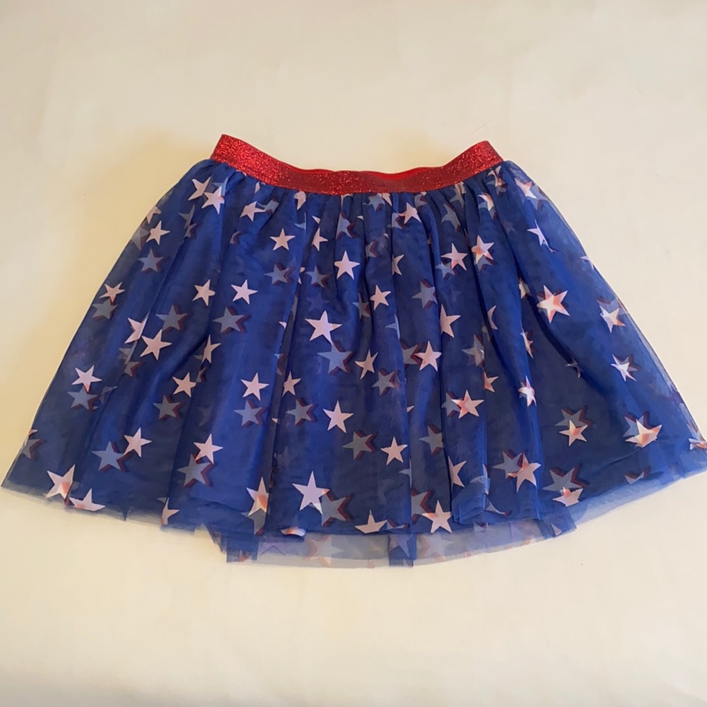 LIKE NEW Cat & Jack Girls Glow in the Dark Patriotic Tulle Skirt
